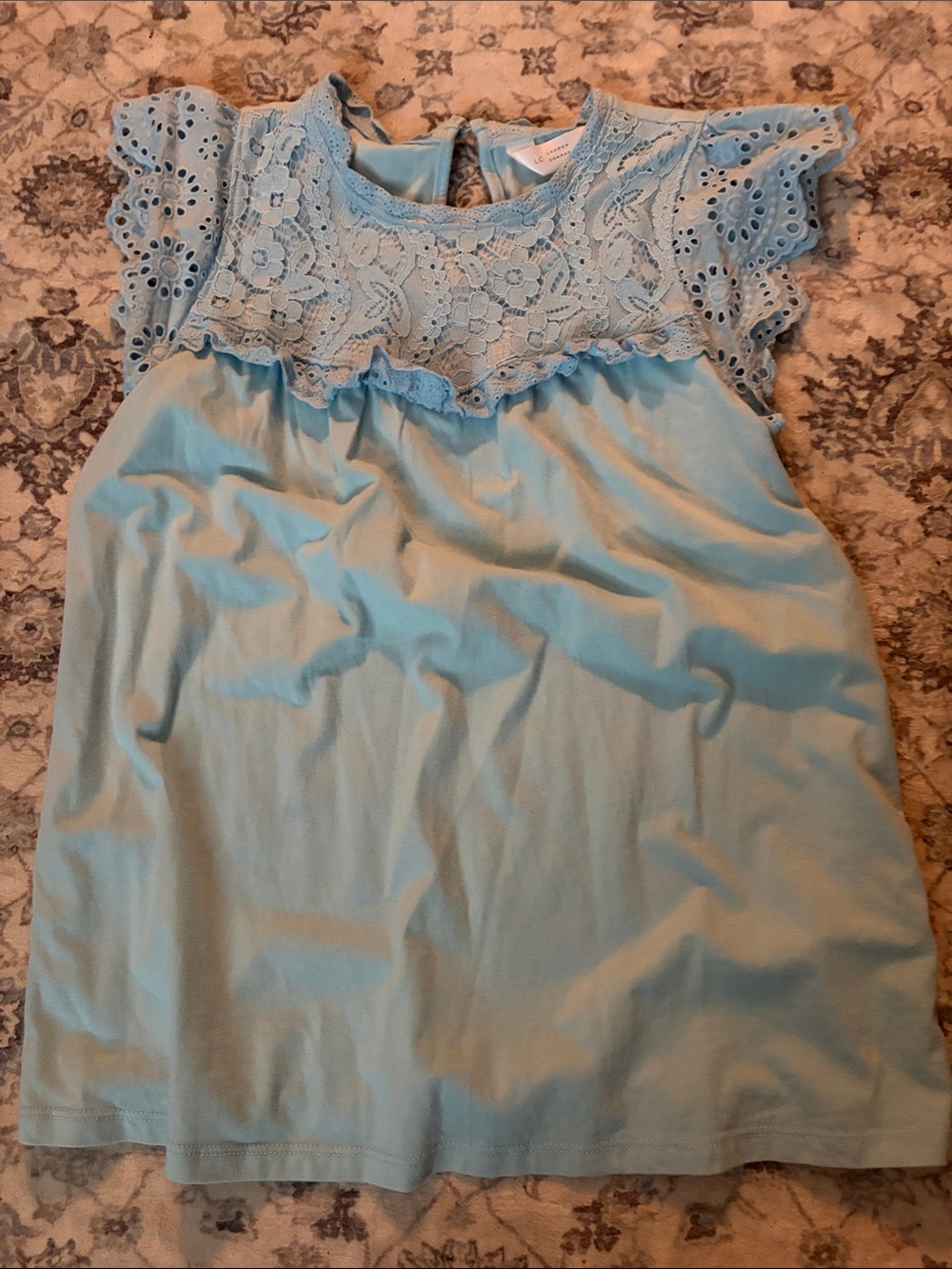 LC Lauren Conrad Pale Blue Lace Trim Tank